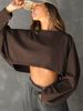 Off-the-shoulder Round-neck Pullover For European Women, Short Style, Sporty Base Layer Shirt With Long Sleeves_ecoleips.com