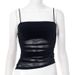Women's Slim Fit Pleated Camisole T-Shirt Solid Color Mesh European American Style Summer Top_ecoleips.com
