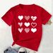 European And American Cross-border Foreign Trade Women's Clothing, Simple Heart-printed Round-neck Short-sleeve T-shirt_ecoleips.com