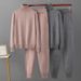 Women's Knitted Set Turtleneck Sweater And High-Waisted Loose Pants Casual Sportswear_ecoleips.com