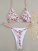 Women's Halter Neck Bikini Set Sexy Beach Swimsuit with Triangle Cup Floral Pattern European American Style for Hot Spring_ecoleips.com