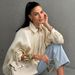 Women's Puff Sleeve Aviator Jacket, Oversized Batwing Boho Style Coat, Lightweight Spring Fall Outerwear_ecoleips.com