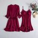 Aria Basics Sexy Two-piece Pajama Set With Chest Pads, Lace Camisole Nightdress, European And American Style Sexy Bathrobe For Women_ecoleips.com