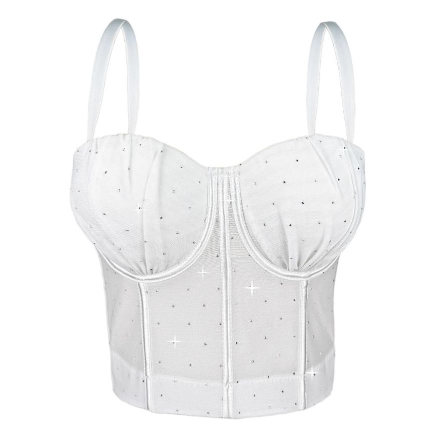 Women's Clothing New Multi Color Pleated Gathered Bra Cup Suspenders Comfortable Vest Top Fishbone Bra Outer Wear_ecoleips.com
