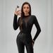 European And American Cross-border 2026 Spring New Model: Small Stand-up Collar Mesh See-through Long-sleeve Sexy_ecoleips.com