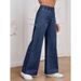 Women's Elastic Waist Straight Leg Jeans Loose Fit High Stretch Wide Leg Pants Autumn Winter New Style Denim_ecoleips.com
