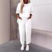 Women's Clothing Solid Color Round Neck Long Sleeved Suit Pocket Trousers Women_ecoleips.com