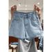High-Waisted A-Line Denim Shorts For Women – Lightweight Summer Stretch-Free Shorts (S-2XL, Black/Light Blue/Dark Blue) With Free Belt Option_ecoleips.com