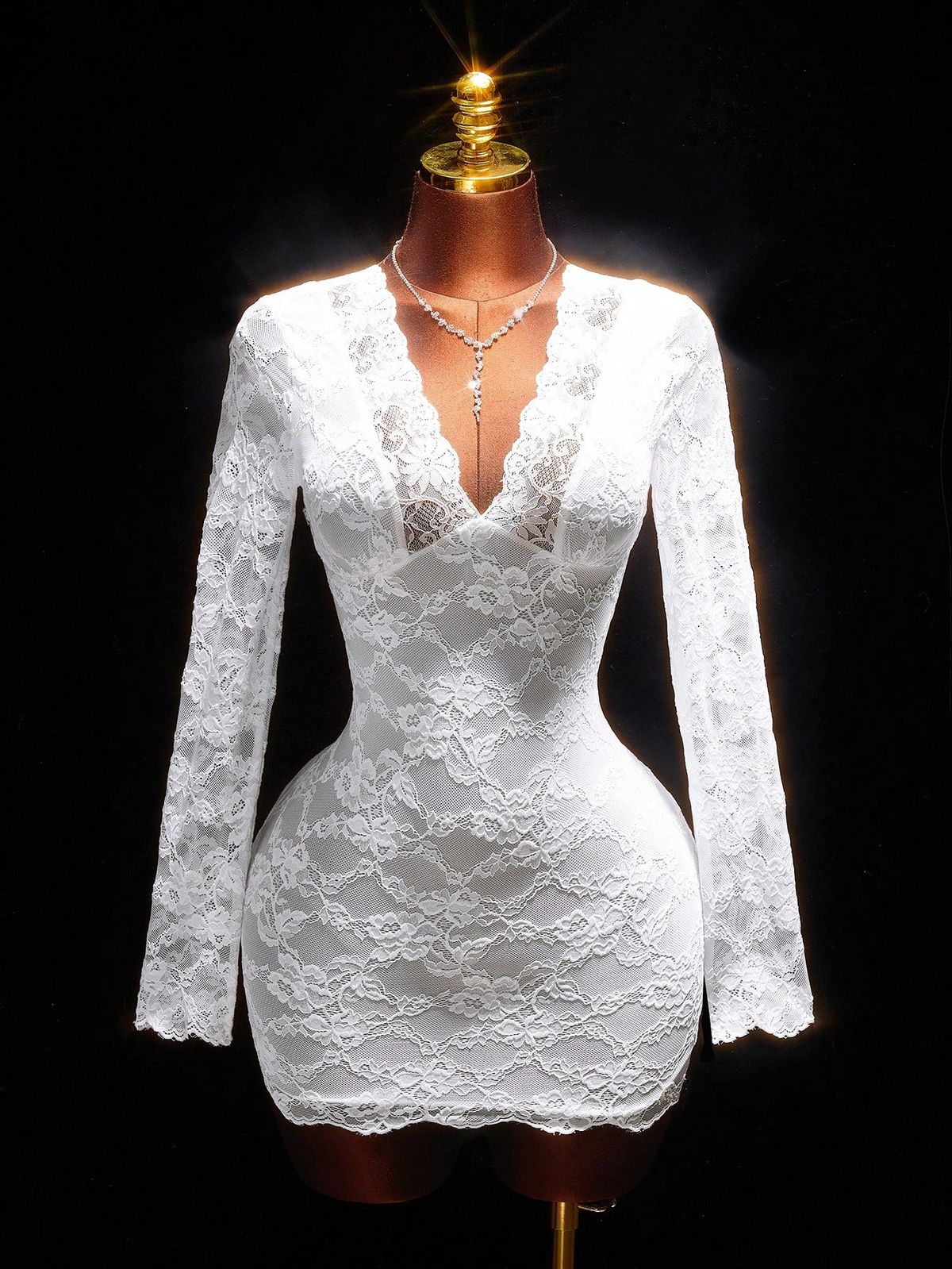 New Women's Sexy Elegant Lace Deep V Slim Fit Bodycon Dress Spring Summer Fashionable Casual Short Dress_ecoleips.com