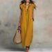 Bohemian Flutter Sleeve Maxi Dress With V-Neck And High Waist, Flowy Cotton Ankle-Length Dress For Beach Wedding Party Vacation_ecoleips.com