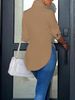 K Four Seasons Fashion Simple Irregular Women's Shirt Long Sleeve Shirt_ecoleips.com