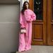 Women's Long Sleeved Cardigan And Wide Leg Trousers Set Pure Cotton Lantern Sleeve Top And Bottoms Autumn_ecoleips.com