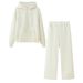 Women's Hooded Sweatshirt & High-Waist Lounge Pants Set - Oversized Pullover & Wide-Leg Trousers In White, Light Gray, Dark Gray_ecoleips.com