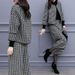Women's Clothing Retro Checkered Tweed Set – Women’s Short Jacket & Wide-Leg Pants (Matching Outfit)_ecoleips.com