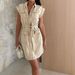 Women's French Short Sleeved Denim Dress Casual Workwear Style Spring_ecoleips.com