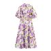 Women's Clothing Women's Floral Print Dress With Belt Slit Dress Waist Cinching Commuter Style For Formal & Casual For Women_ecoleips.com