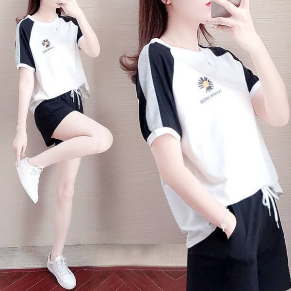 Women's Clothing Plus Size Casual Summer Sportswear Set New Fashion Trend Loose Running Two Piece Outfit Shorts 200 Pounds_ecoleips.com