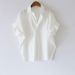 Women's Retro Hong Kong Style Short Sleeve Shirt Summer Fashion Loose Batwing Sleeve Collar Top White All Match_ecoleips.com