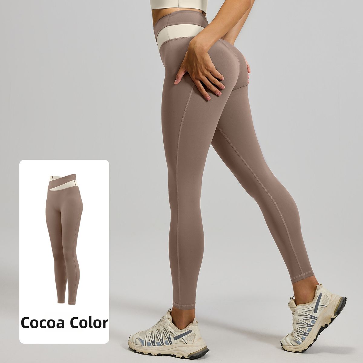 Women's Color Block Yoga Suit Nude Fit Slimming Pilates Training Sports Running Fitness Set_ecoleips.com