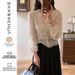 Women's Lace V-Neck Cardigan Short-Length Blouse Comfortable Fit Elegant Layering Essential for Spring Versatile_ecoleips.com