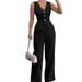 Summer Women's Solid Color Sleeveless Slim Fit Vest High Waist Casual Pants Two Piece Set New_ecoleips.com