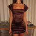 Summer Square Neck Backless Dress Women Pleated Waist Elegant Sexy European American Style INS Wholesale Clothing_ecoleips.com