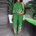 2023 European And American Women's Clothing, Round Neck, Raglan Three-quarter Sleeves, Beaded, Printed Long Pants Set,_ecoleips.com
