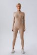 Women's Clothing Zipper Nude Long Sleeved Yoga Jumpsuit Sports Fitness Training Dance All In One Jumpsuit_ecoleips.com