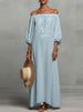 2026 Sexy One Shoulder Linen Long Dress Spring Casual Long Sleeves Loose Holiday Dress Summer Fashion Print Draped Party Dress_ecoleips.com