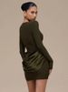 Mozision Long Sleeve Ruched Sexy Mini Dress Women Gown Elegant Satin Patchwork O Neck High Waist Club Party Dresses Fashion_ecoleips.com