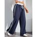 Women's Clothing Spot Delivery Girl Casual Pants Loose Lace Drawstring Elastic Waist Long Pants_ecoleips.com