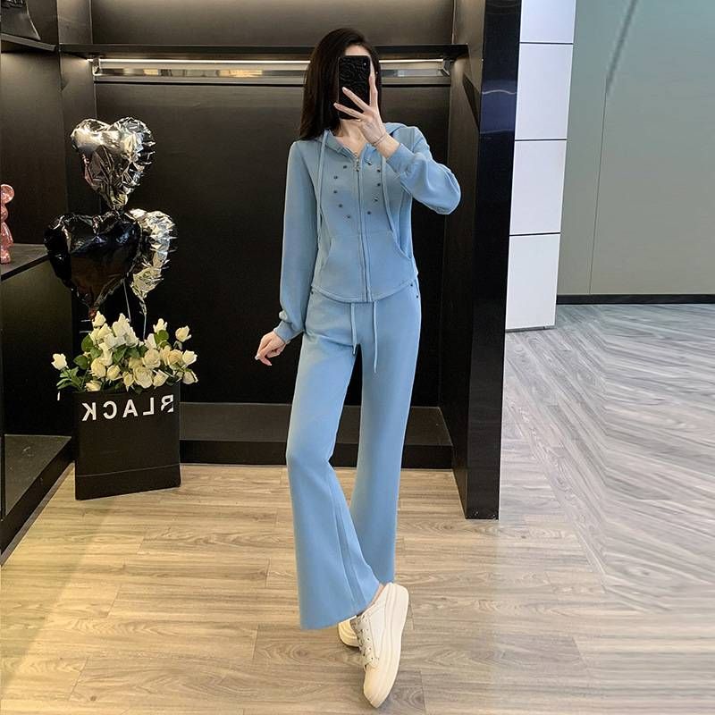 Women's Clothing Long Sleeved Pants Suit Cotton Letter Round Neck Printing Urban Leisure Fashion Suit_ecoleips.com