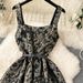 New Exquisite Dress Female Palace Style French Retro Jacquard Big Swing Skirt Lady Temperament Waist Vest Dress_ecoleips.com
