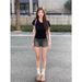 American Pure Cotton White V-neck, Tight-fitting, Waist-cinching, Short-sleeved, Large-sized, Shoulder-length, Slimming, Hot Girl T-shirt_ecoleips.com