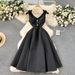 Women's Clothing Temperament V Neck Waist Slimming High End Exquisite Dress_ecoleips.com