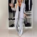 Women's Solid Color Ribbed 2 Piece Suit Fashion Commuting Set Temperament Pant Ensemble For Spring/Autumn Summer_ecoleips.com