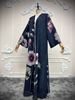 Elegant Printed Robe - Long Sleeve Flowy Abaya With Traditional Floral Design, Sizes S-XXL_ecoleips.com