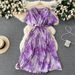 Boho Floral Print Maxi Dress – Wrap Waist, Flowy Chiffon, Elastic Polyester Blend, One-Size Fits Most (10 Colors, Short Sleeve, High-Low Hem)_ecoleips.com