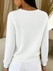 White Cable Pit Rib Knit Cardigan, Loose Lightweight Breathable Soft Skin-touch Button Long Sleeve Jacket_ecoleips.com