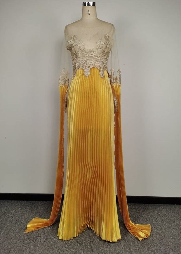 Women's Clothing Autumn And Winter Sexy Pleated Off Shoulder Banquet Dress Long Skirt_ecoleips.com