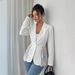 Women's Tailored A-Line Blazer With Contrast Lace Waist Detail For Office & Evening Wear_ecoleips.com
