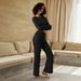 Voya Women's Popular Minimalist Home Outfit Set For Autumn And Winter Sleepwear, Comfortable And Casual Long Sleeved Two-piece Set_ecoleips.com