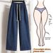 Plus-size Women's Elastic Waist Jeans, Mid-rise, Slimming, Thin Straight-leg Pants, Loose And Versatile Wide-leg Pants_ecoleips.com