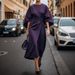 Women's Clothing Fashion Temperament Elegant Solid Color Waist Dress Casual Bat Sleeve Long Dress_ecoleips.com