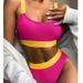 Women's Clothing European And American Style Bikini Two Piece Sports Vest Style High Waist Swimsuit For Women_ecoleips.com