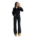 Women's Clothing Solid Color Sleeveless Minimalist Sleeveless U-Neck Top & Straight Leg Pants Set – Chic Office Wear In Black & Slate Grey | XS-XXXL_ecoleips.com