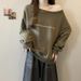 American Retro Off-Shoulder Long Sleeve Sweatshirt For Women, Autumn Winter, Fleece-Lined, Thickened, Loose Fit, Plus_ecoleips.com