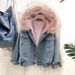Cozy Sherpa Denim Jacket For Women - Winter Warm Fleece Lined Hooded Coat With Stylish A-Line Cut (Grey/Red/Denim)_ecoleips.com
