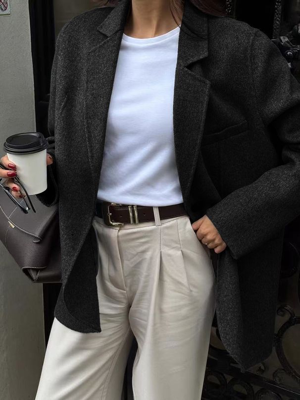Diyun European And American Casual High-End Solid Color Blazer Women's Clothing 2025 Autumn Winter_ecoleips.com