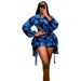 10258 Versatile Shirt Printed Sexy Bodycon Short Skirt Elegant Women's Two-Piece Set_ecoleips.com